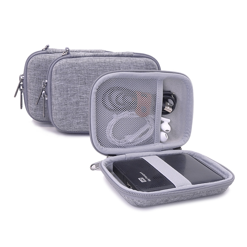 Tech Accessories Hard Case - Grey Linen Hard EVA Case for
