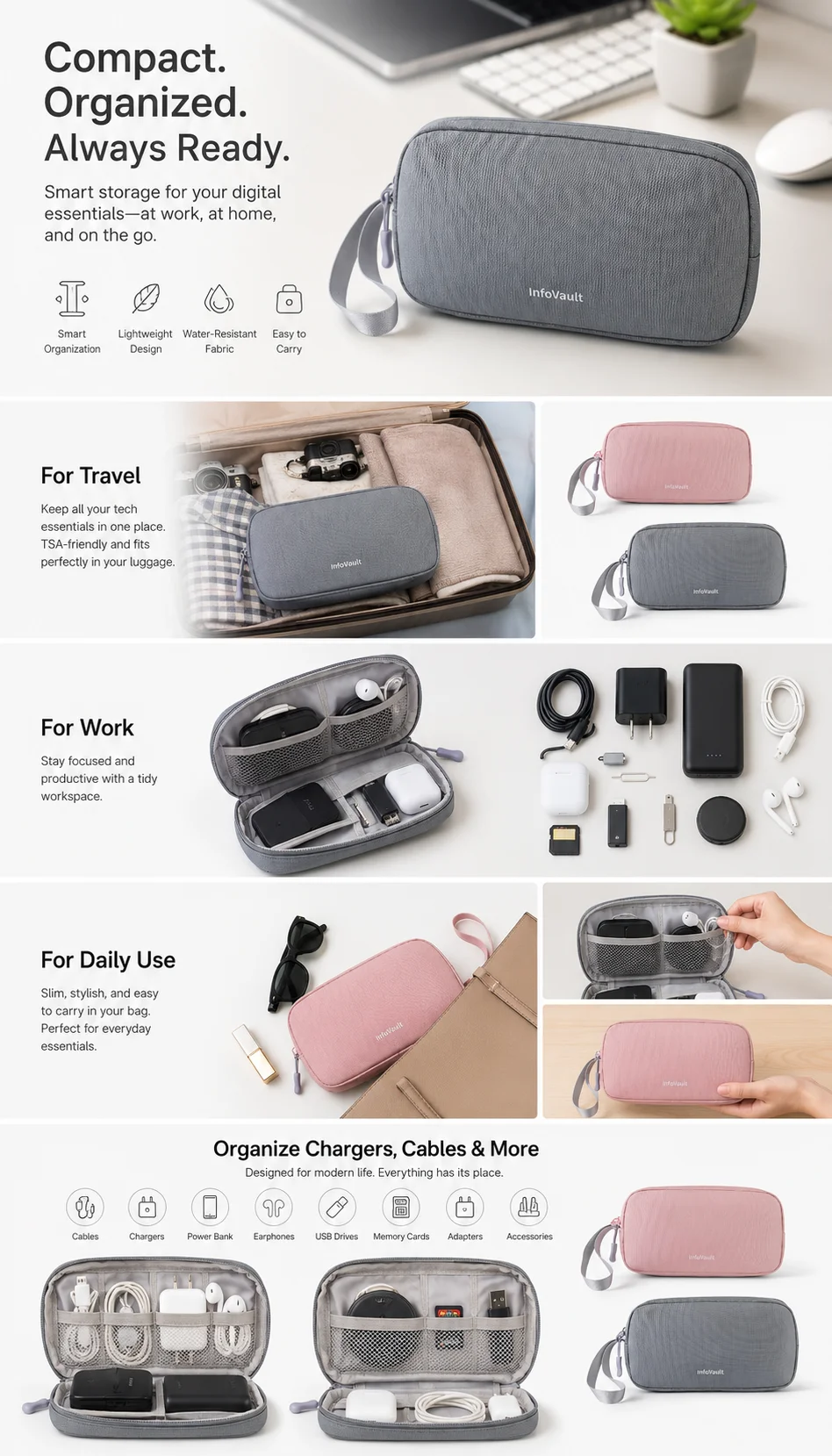 Double-Layer Cable Organizer C - огляд і ціна Tech Accessories Hard Case