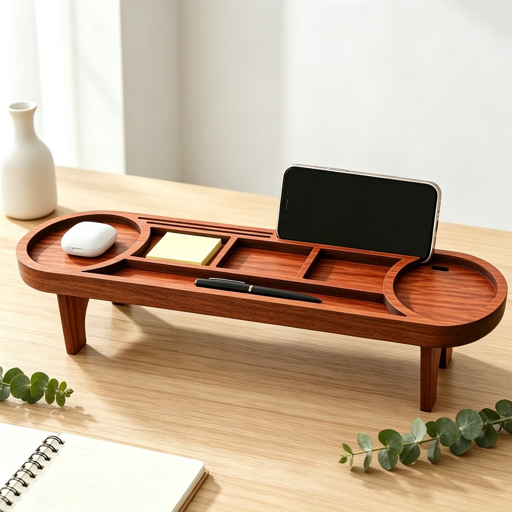 Wooden Desk Organizer with Pho - огляд і ціна Tech Accessories For Office Desk