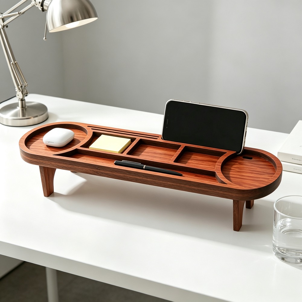 Wooden Desk Organizer with Pho - огляд і ціна Tech Accessories For Office Desk