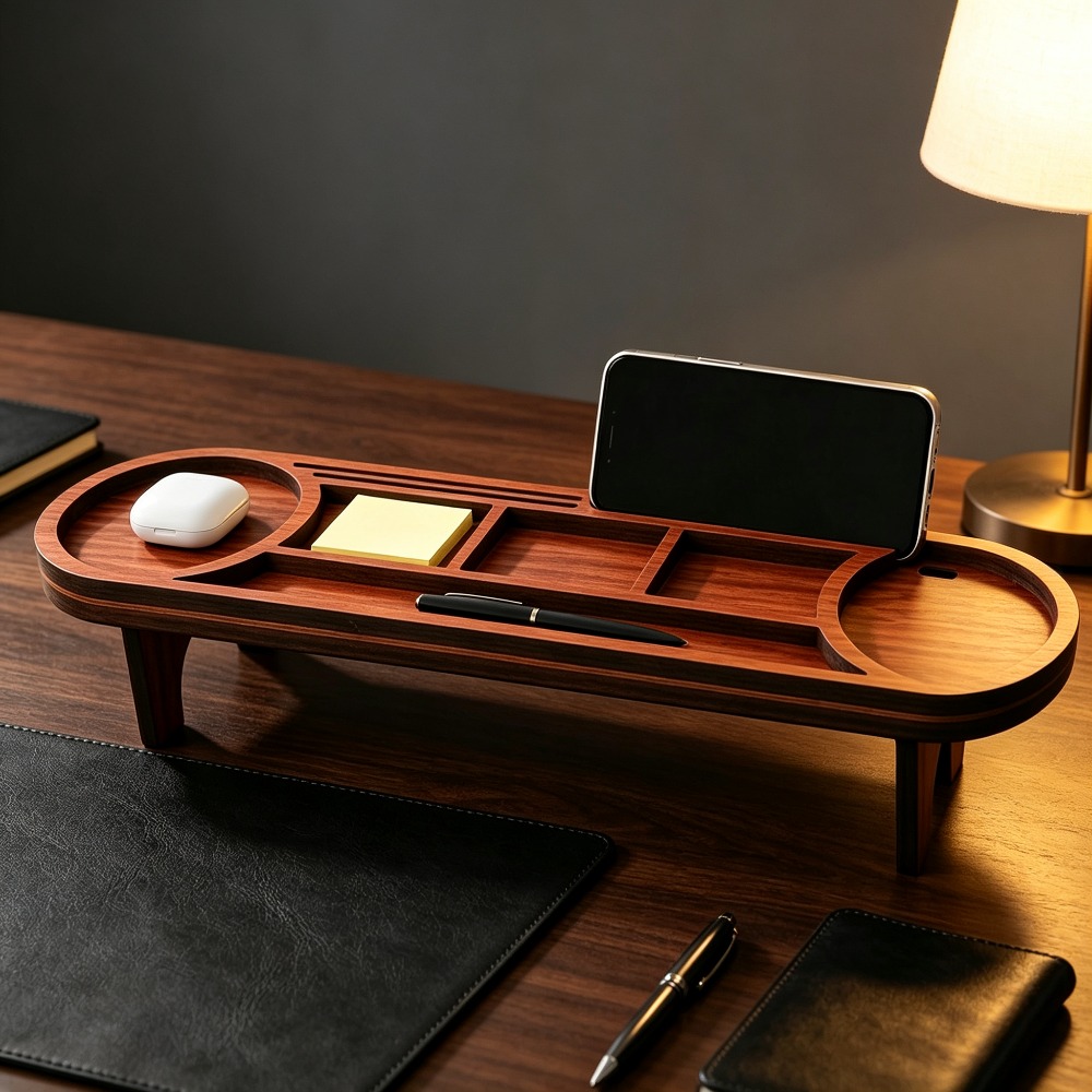 Wooden Desk Organizer with Pho - огляд і ціна Tech Accessories For Office Desk